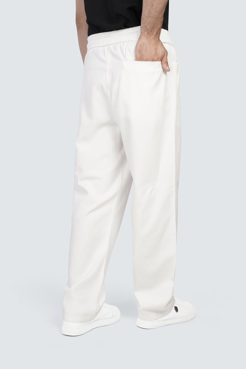 SIDEWIND Linen Relaxed Trousers - Black back view