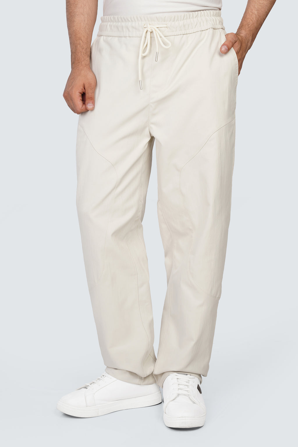 SIDEWIND Panel Stitch Relaxed Pants - Light Grey full view