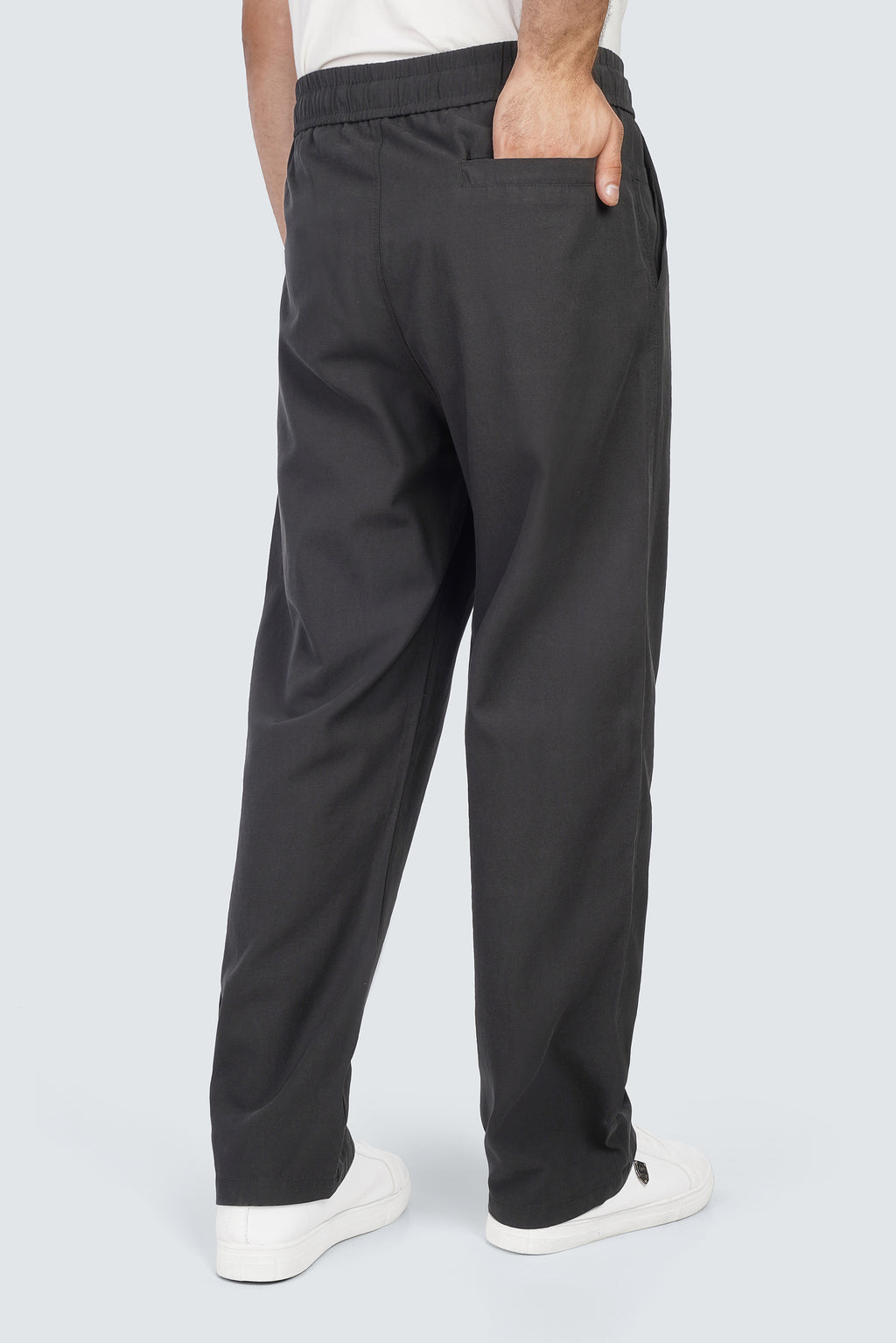 SIDEWIND Linen Relaxed Trousers - Beige side view