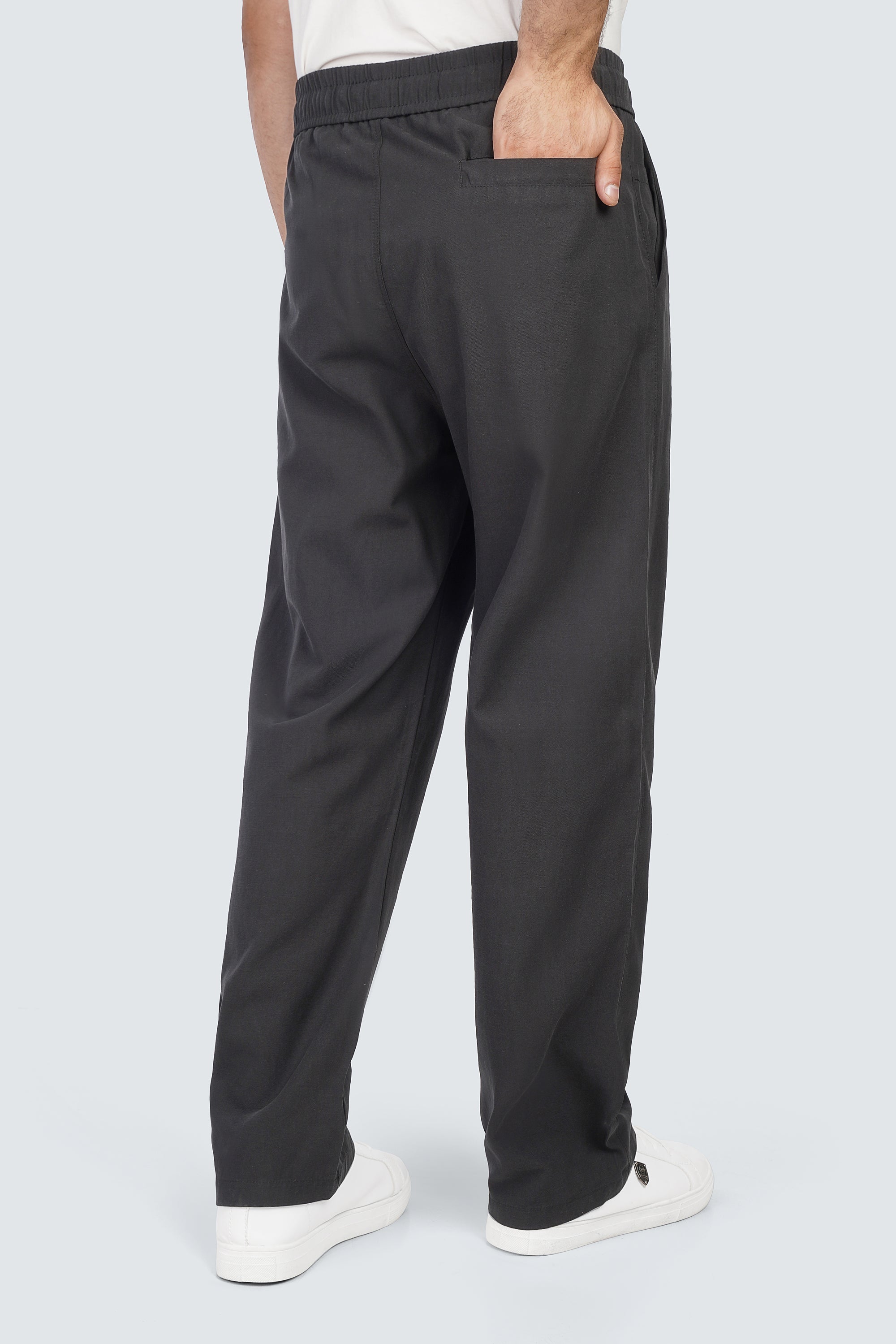 SIDEWIND Linen Relaxed Trousers - Beige side view