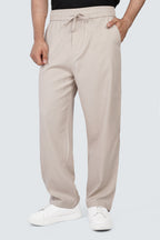 SIDEWIND Linen Relaxed Trousers - Olive side view